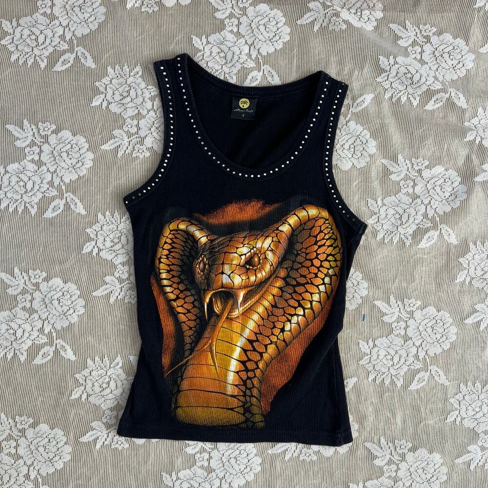 Vintage Miami Style Cobra Rhinestone Tank Top Size S